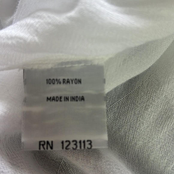 La Moda White/Black Long Sleeve Embroidered Fringed Hem Short Dress/Beach Cover - Picture 12 of 16